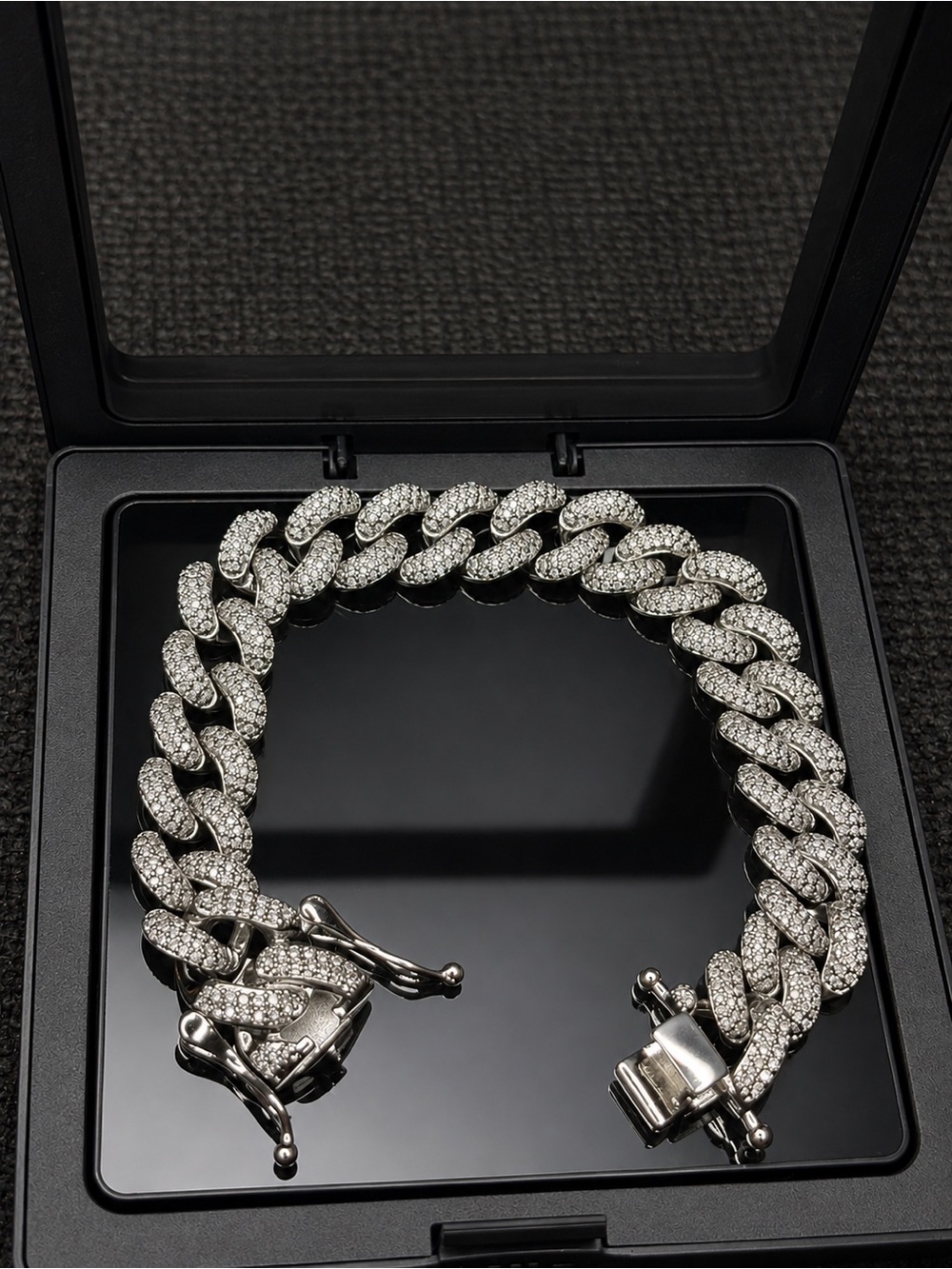 Men's Silver Pavé Cuban Link Bracelet - Luxury Chain